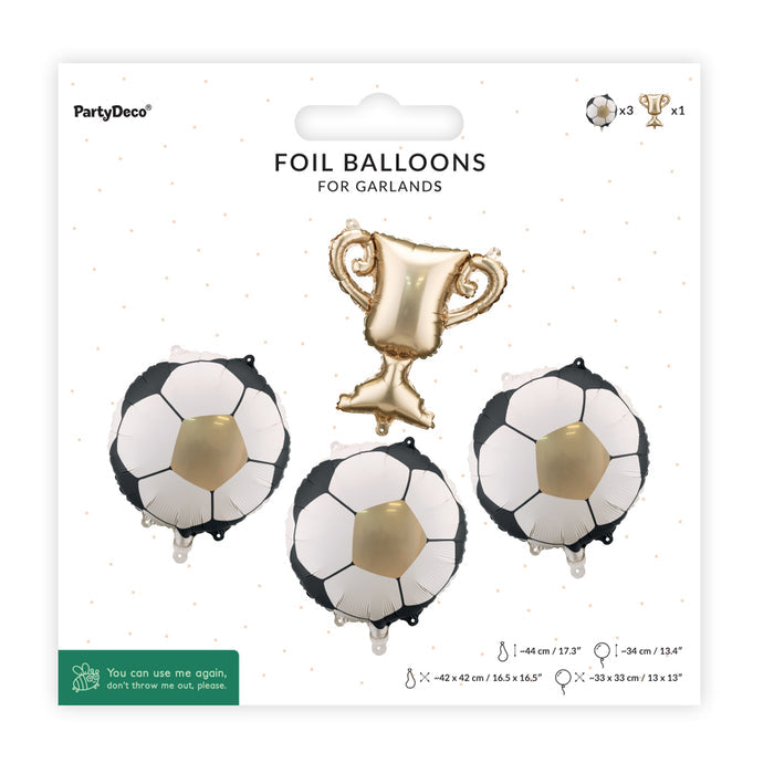 Footballs and Trophy Foil Balloons Set - 16.5" - Pack of 4