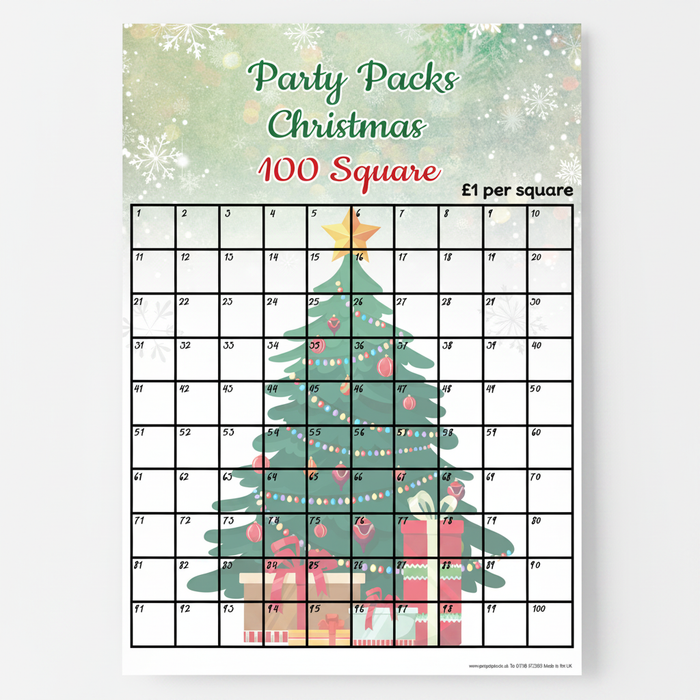 Personalised Christmas square grid poster on a white wall