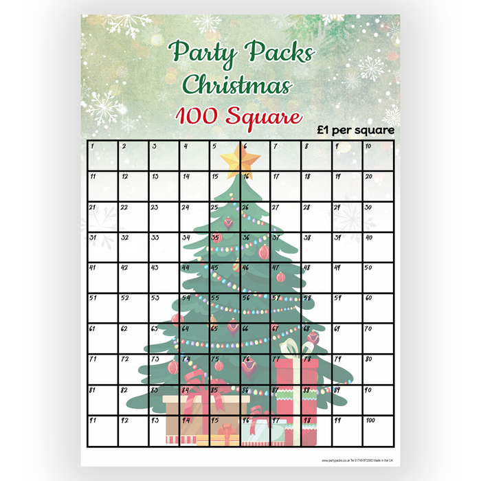 Fundraising 100 Square Grid Christmas Tree Personalised Poster - A3