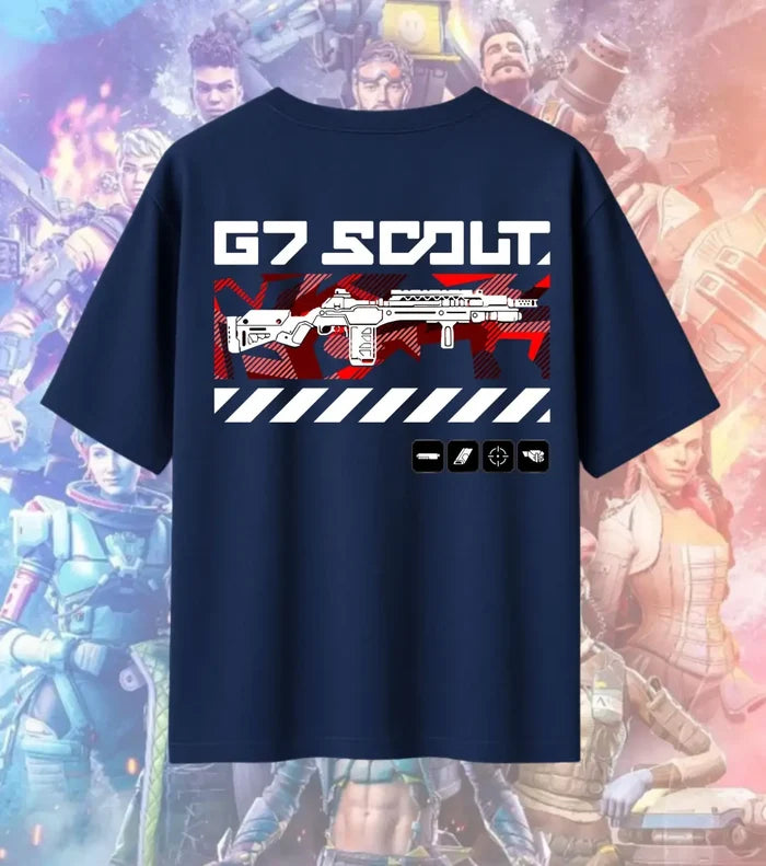 G7 Scout Precision Marksman Tee – Apex Legends Inspired Gaming Oversized T-Shirt - Navy / S - Apex legends