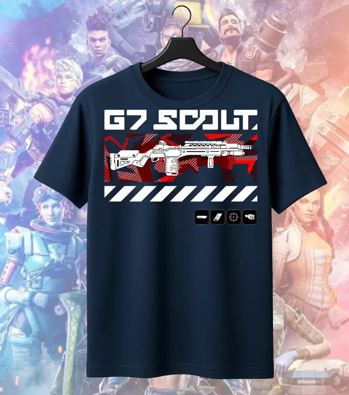G7 Scout Precision Marksman Tee – Apex Legends Inspired Gaming T-Shirt - Front Only / Navy / S - Apex legends