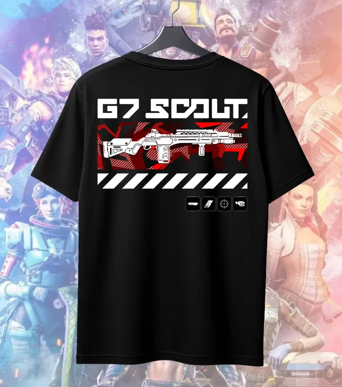 G7 Scout Precision Marksman Tee – Apex Legends Inspired Gaming T-Shirt - Back (Dual Print) / Black / S - Apex legends