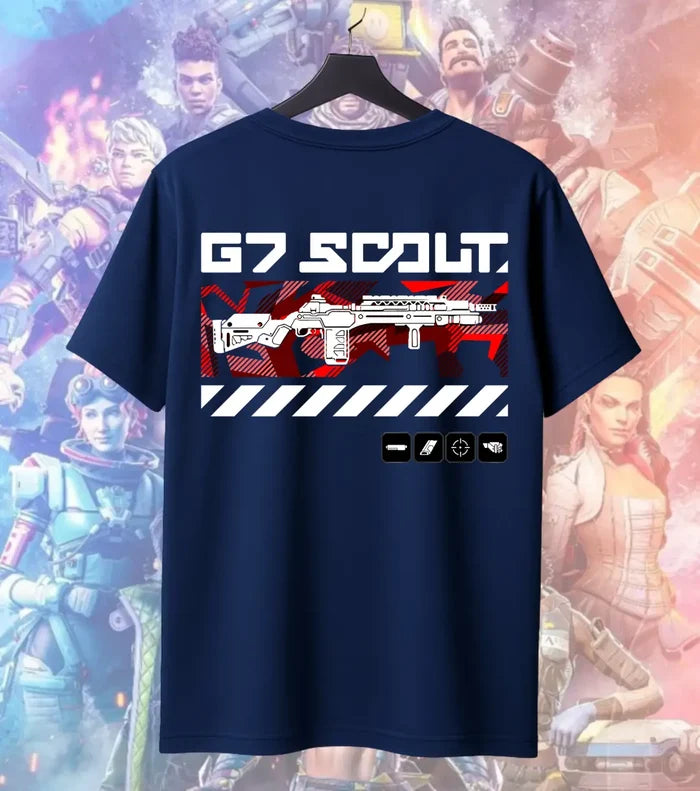 G7 Scout Precision Marksman Tee – Apex Legends Inspired Gaming T-Shirt - Back (Dual Print) / Navy / S - Apex legends