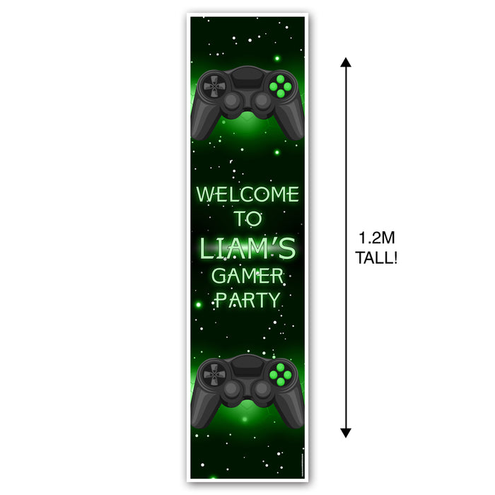 Gamer Personalised Portrait Wall and Door Banner Decoration - 1.2m