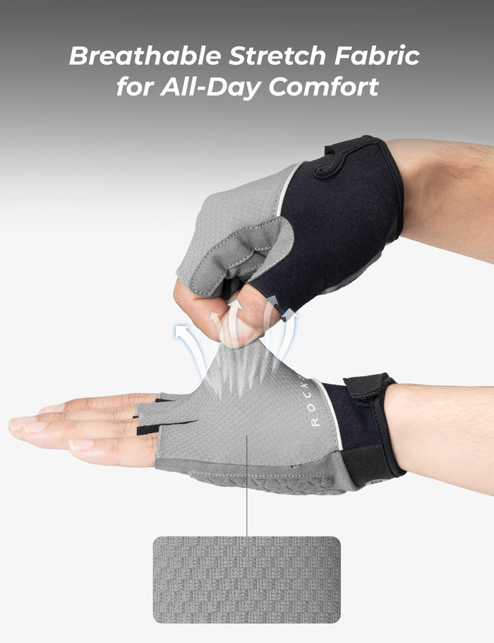Gel padded half-finger cycling gloves detail view
