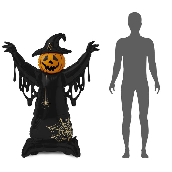 Giant Pumpkin Scarecrow Standing Foil Balloon - 1.52m
