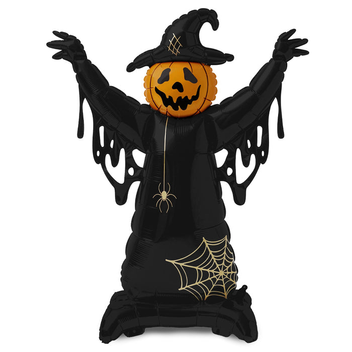 Giant Pumpkin Scarecrow Standing Foil Balloon - 1.52m