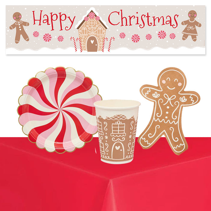 Gingerbread Christmas Tableware Pack For 8 People With FREE Banner!