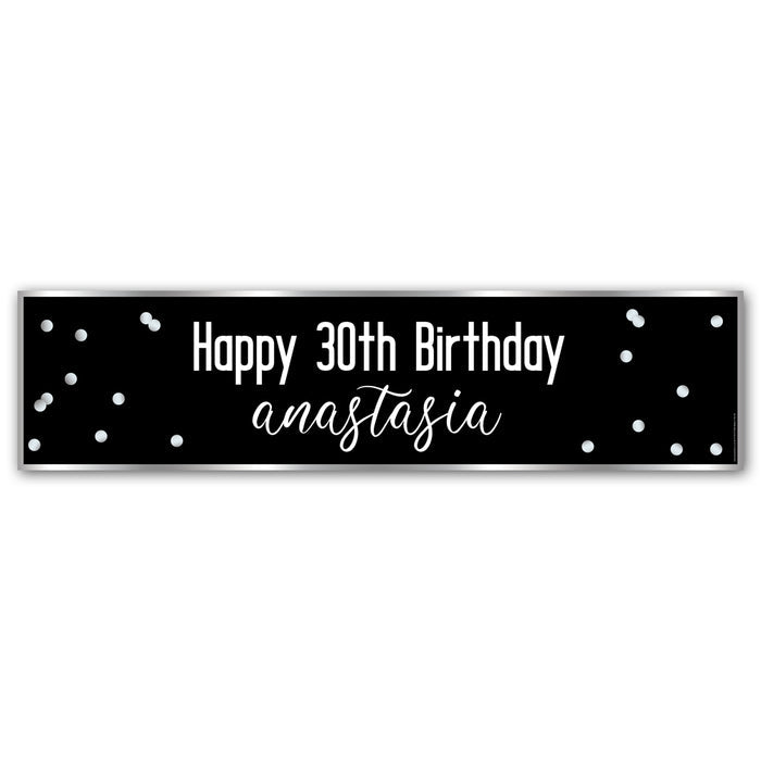 Glitz Black & Silver Personalised Banner - 1.2m