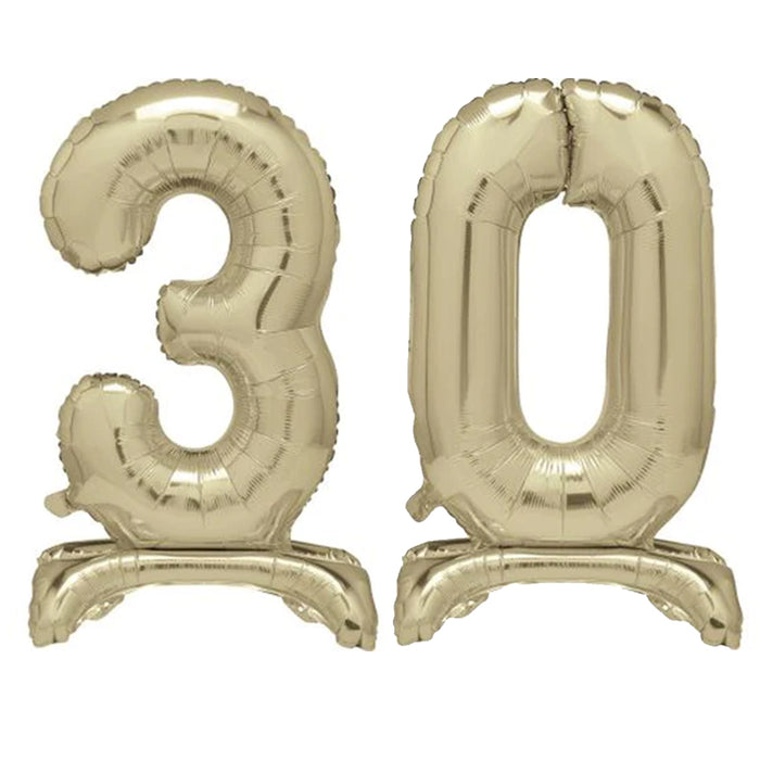 Gold Number 30 Air-Fill Standing Balloons - 30"