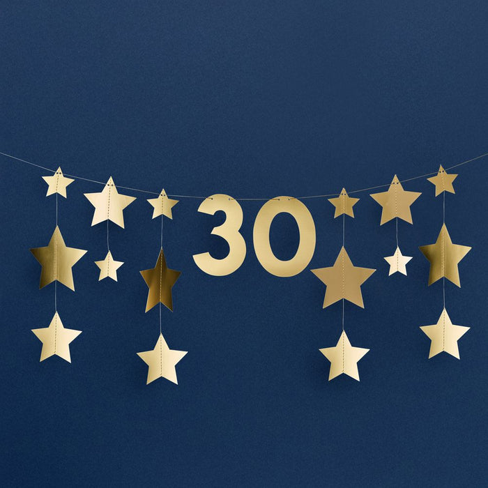 Gold Star Customisable Number or Year Card Banner - 2m