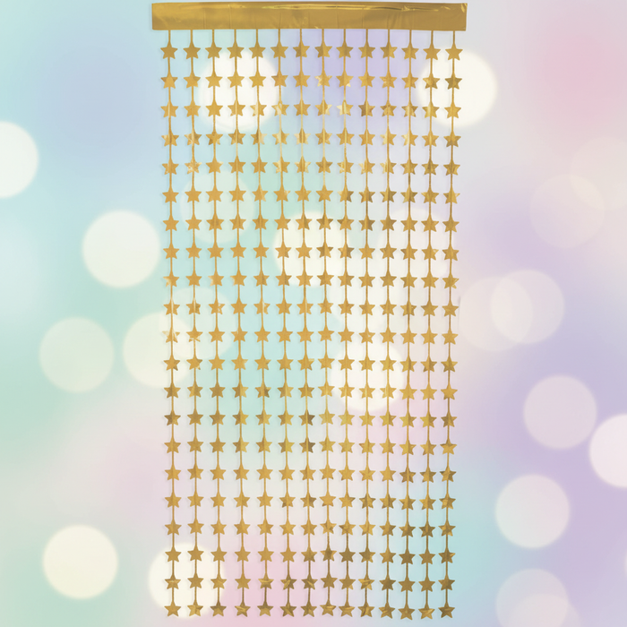 Gold star curtain with background