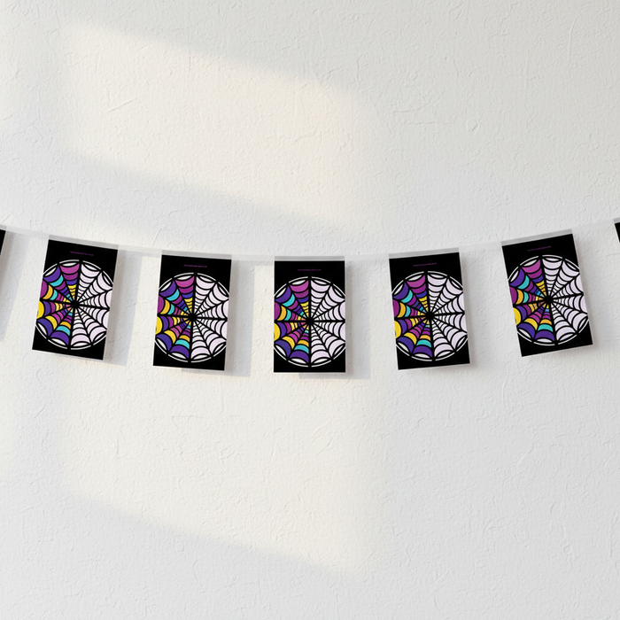 Gothic Girl Spiderweb Bunting on White Wall