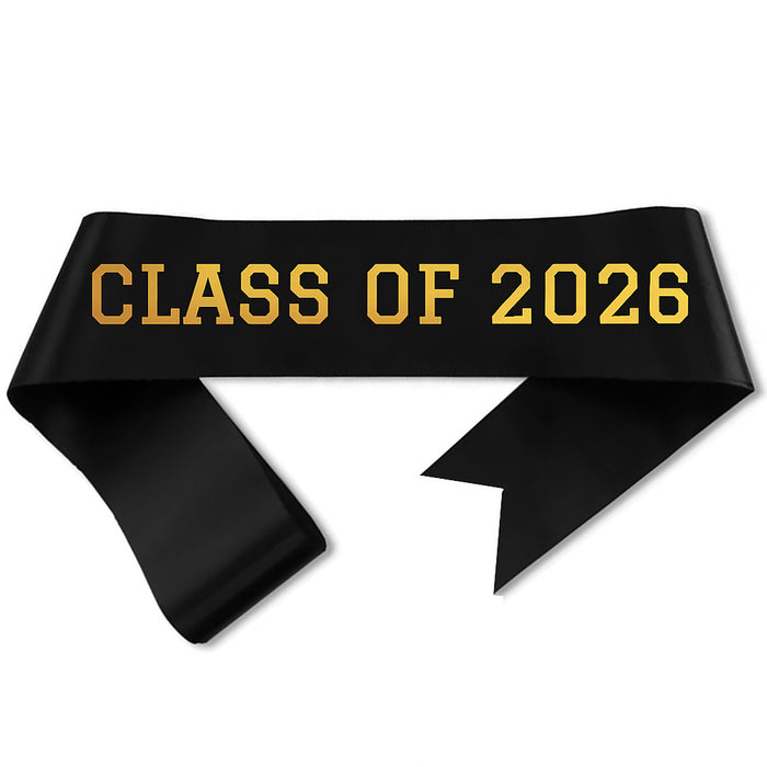 Black sash with 'CLASS OF 2026' text in gold on a white background