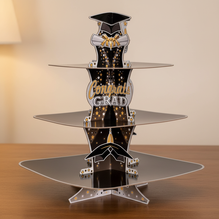 Graduation Cupcake Stand with Party Background