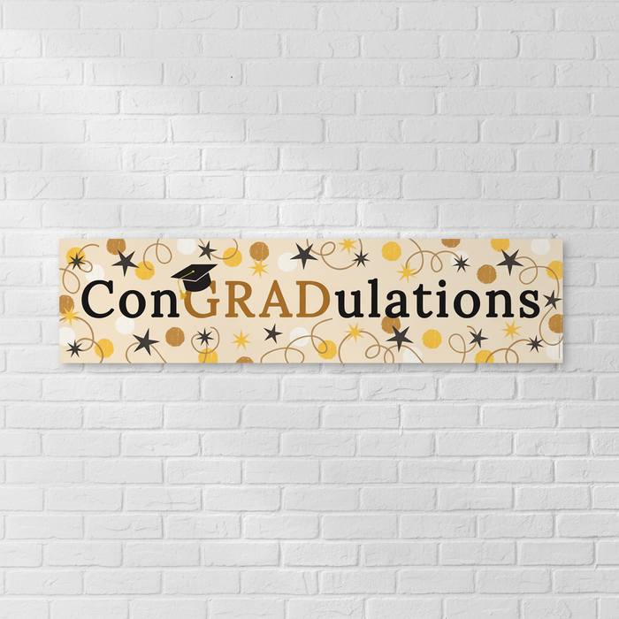ConGRADulations Banner on White Brick Wall