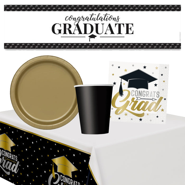 Graduation Tableware Party Pack for 8 People With FREE Banner