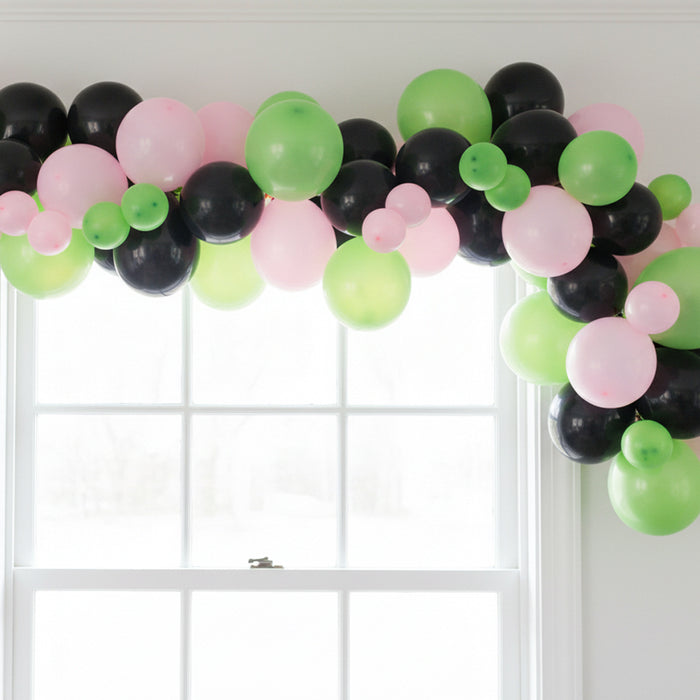 Green, Black and Pink Balloon Arch DIY Kit - 2.5m