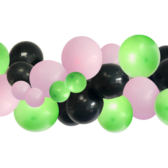 Green, Black and Pink Balloon Arch DIY Kit - 2.5m