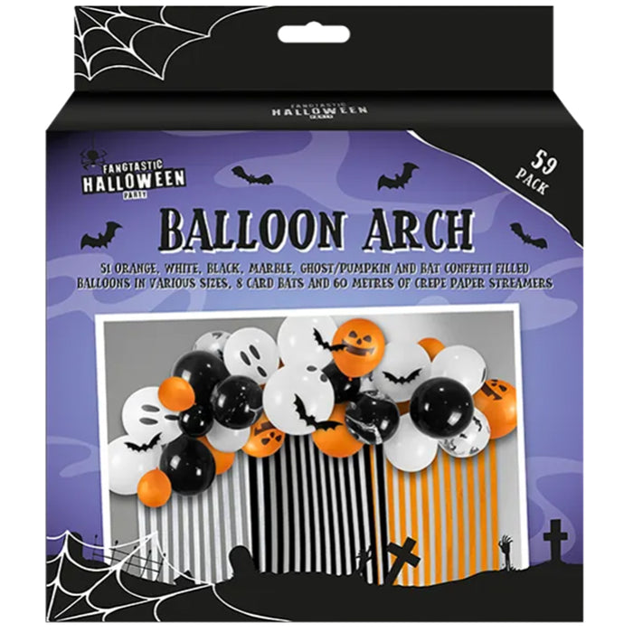 Halloween Balloon Arch Kit With Streamers and Bat Decorations