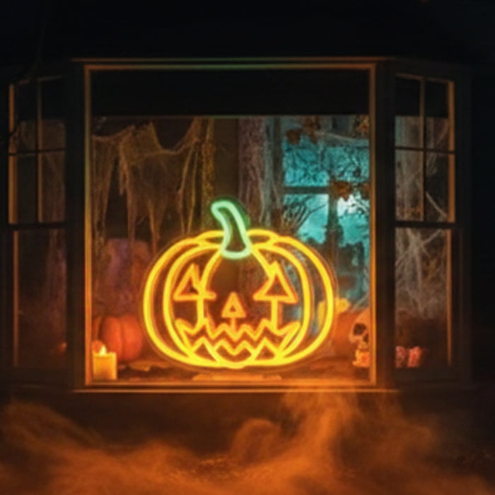 Halloween Pumpkin Neon Light On Stand - 26cm