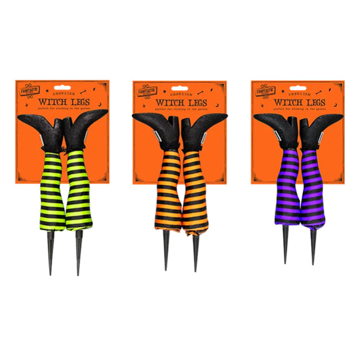 Halloween Witch Leg Stakes Decoration - 3 Assorted Designs - Each