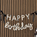 Happy Birthday Banner With Black Satin Bows - 2m