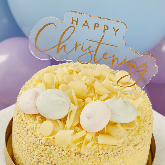 Happy Christening Acrylic Cake Topper