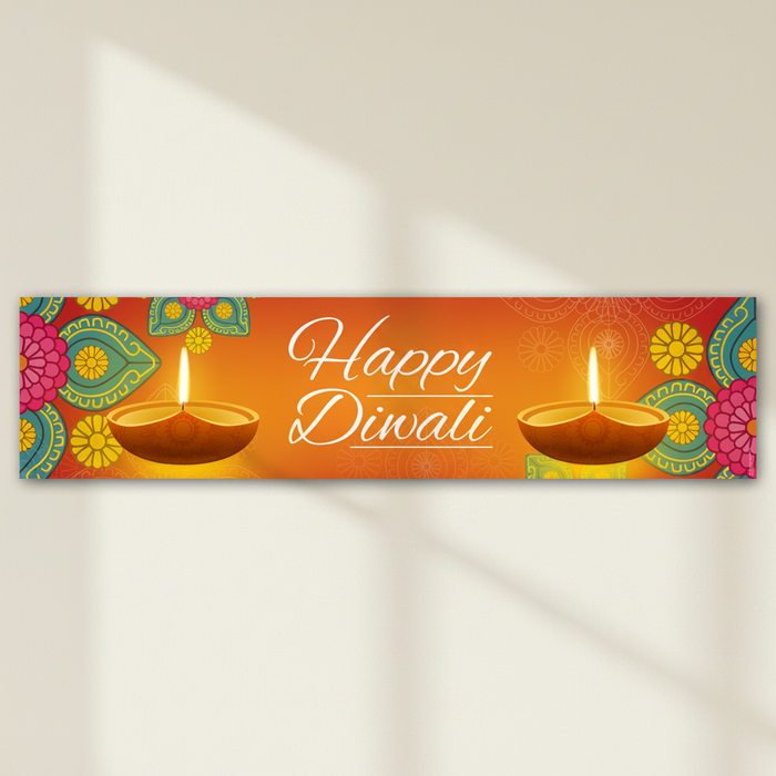 Happy Diwali Banner on Cream Wall