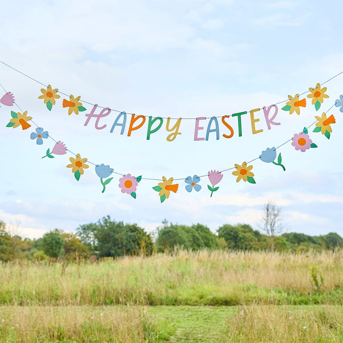 Happy Easter Floral Banner Decoration - 2m - Set of 2