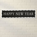 Happy New Year Black and White Banner - 120cm x 30cm