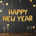 Happy New Year Gold Letter Balloon Banner Hung on Wall NYE Party