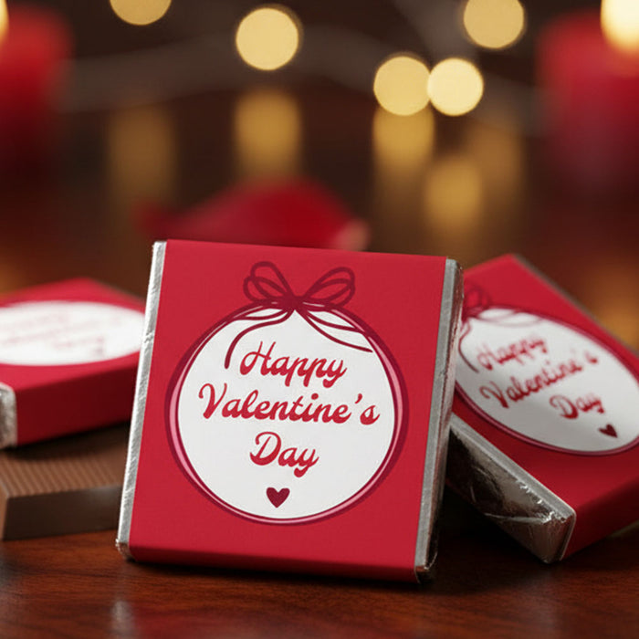 Happy Valentine's Day Bow Frame Square Chocolates - Pack of 16