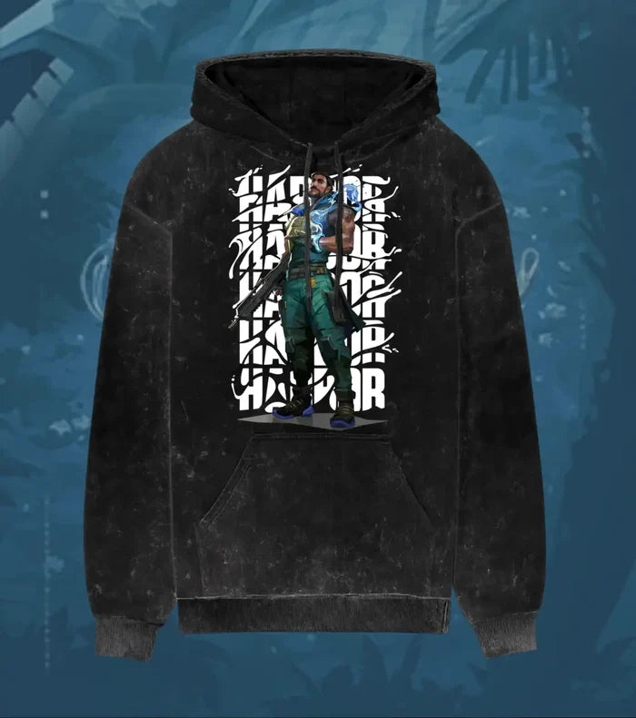 Harbor – Tidal Force Valorant Acid Wash Hoodie | Premium Gamer Streetwear - Black / XS - Valorant