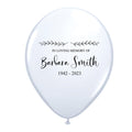 In Loving Memory Personalised White Latex Balloons - 10" - Pack of 50