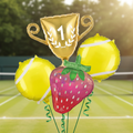 Wimbledon Balloon Bouquet with Tennis Court Background