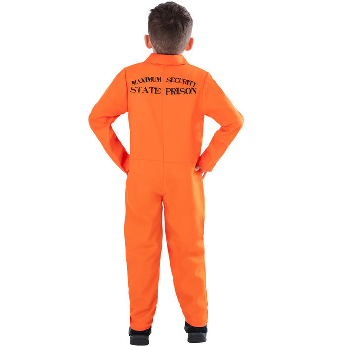 Kid's Escaped Prisoner Orange Boilersuit Costume