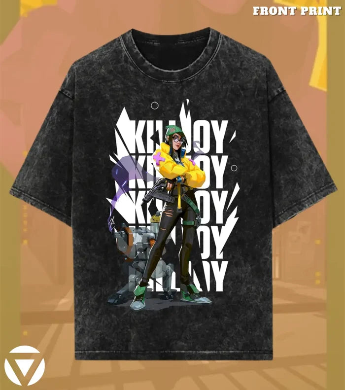 Killjoy – Tech Genius Valorant Acid Wash Tee | Bold Gamer Streetwear - Valorant