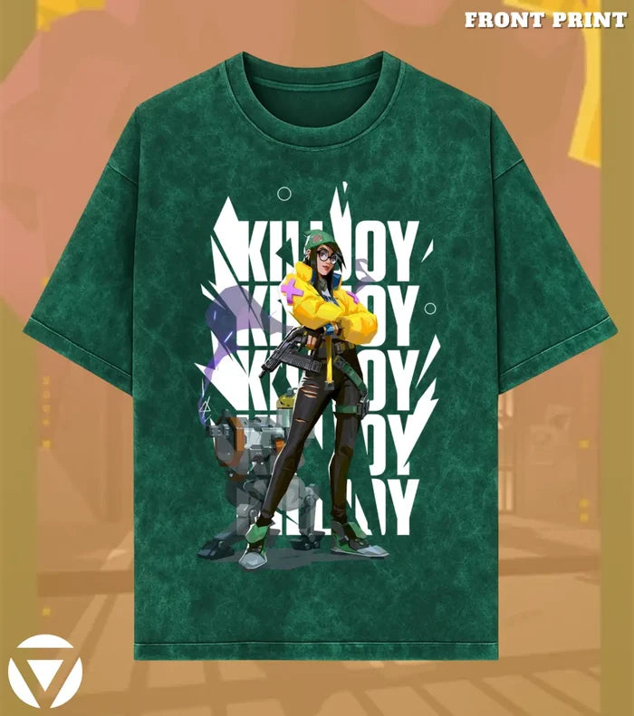 Killjoy – Tech Genius Valorant Acid Wash Tee | Bold Gamer Streetwear - Valorant