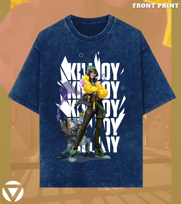 Killjoy – Tech Genius Valorant Acid Wash Tee | Bold Gamer Streetwear - Valorant
