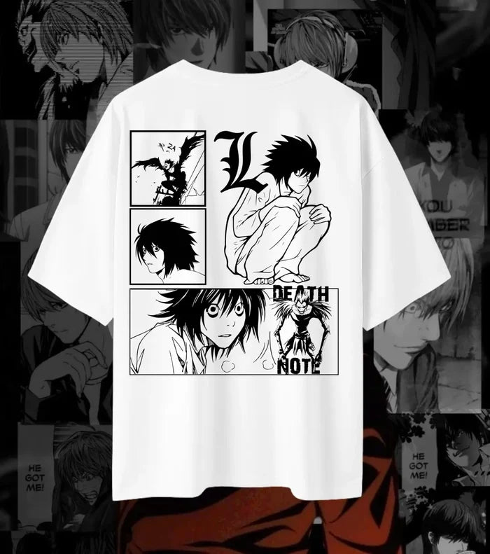 L Death Note Dual Print Oversized T-Shirt | 240 GSM Premium Anime Tee - 180GSM / S - Death Note