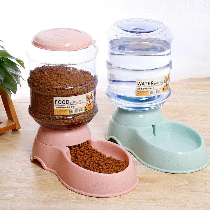 Large Capacity 3.8L Pet Feeder, Automatic Water Basin
