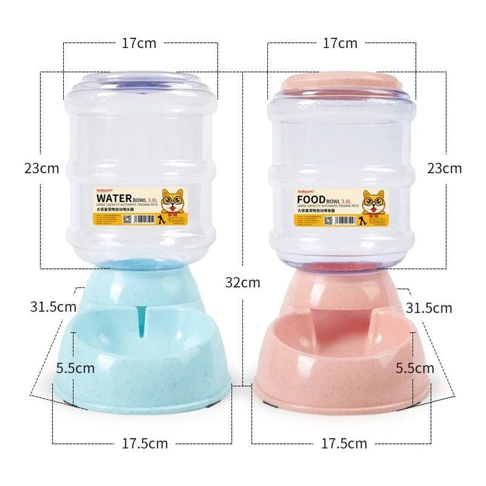 Large Capacity 3.8L Pet Feeder, Automatic Water Basin