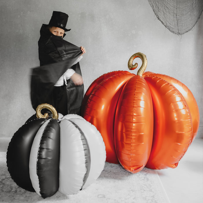 Large Orange 3D Pumpkin Sitting Foil Balloon - 35"