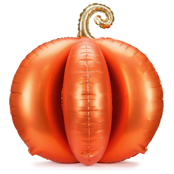 Large Orange 3D Pumpkin Sitting Foil Balloon - 35"