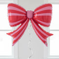 Large Red and Pink Stripe Bow Foil Balloon - 44"