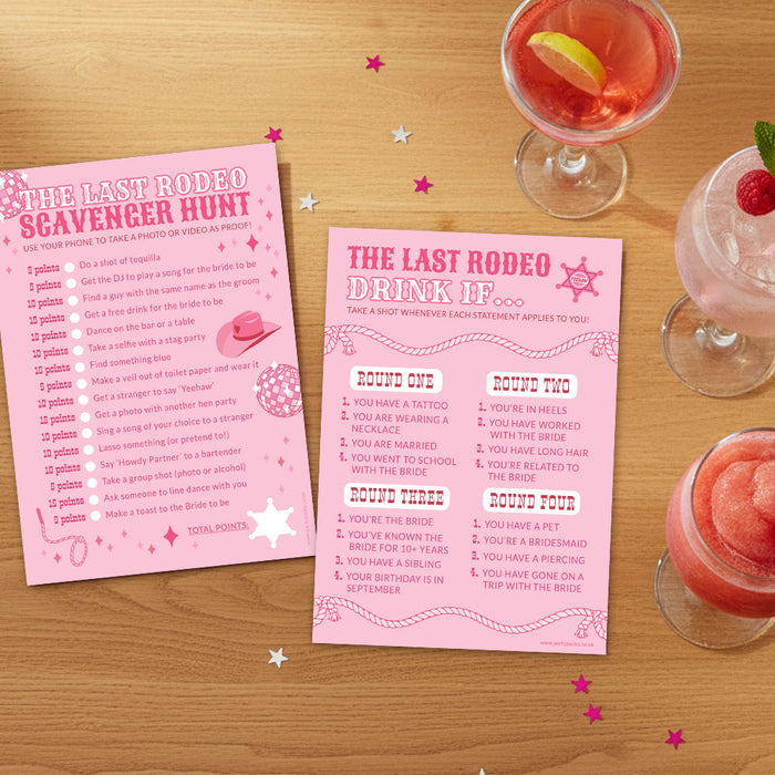 Last Rodeo Hen Party Scavenger and Drink Games - Pack of 8