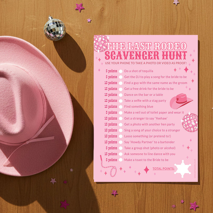 Last Rodeo Hen Party Scavenger and Drink Games - Pack of 8