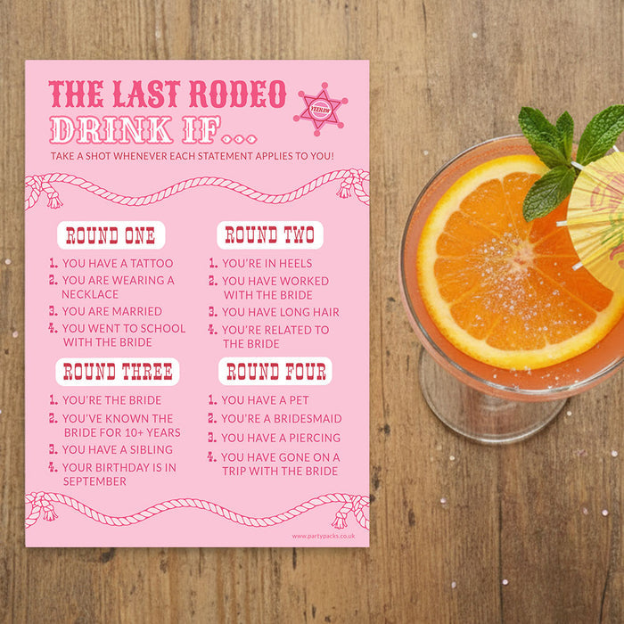 Last Rodeo Hen Party Scavenger and Drink Games - Pack of 8