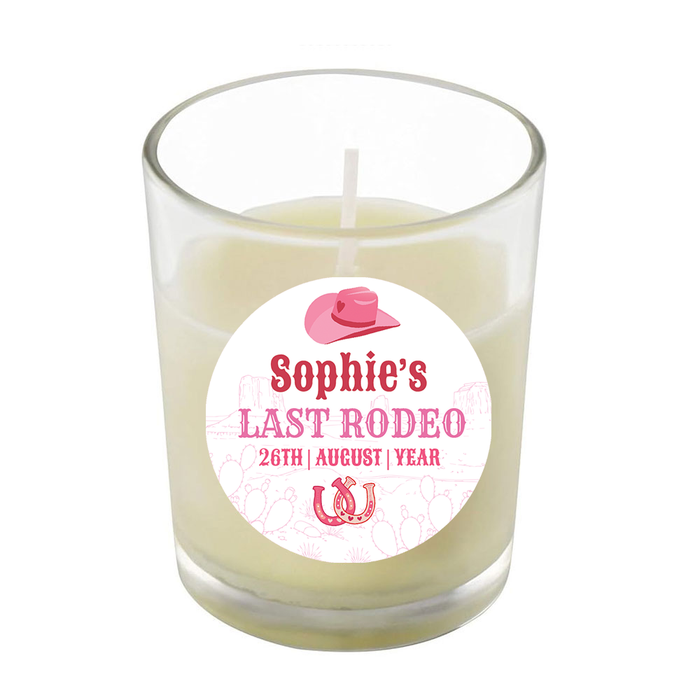 Last Rodeo Personalised Unscented Candle In Glass Holder - 6.5cm